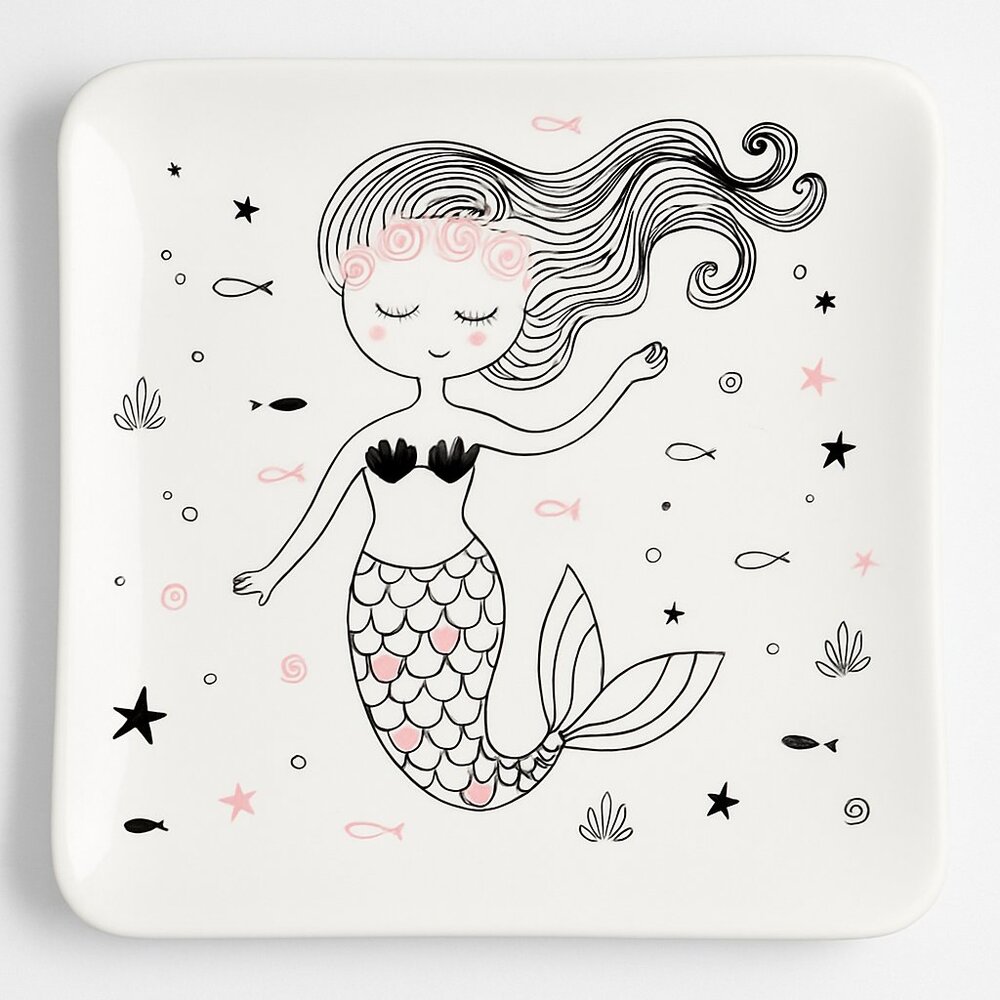 Mermaid Ceramic Small Plate; Mermaid Jewelry Tray; Cute Key Dish; Home Decor Gif
